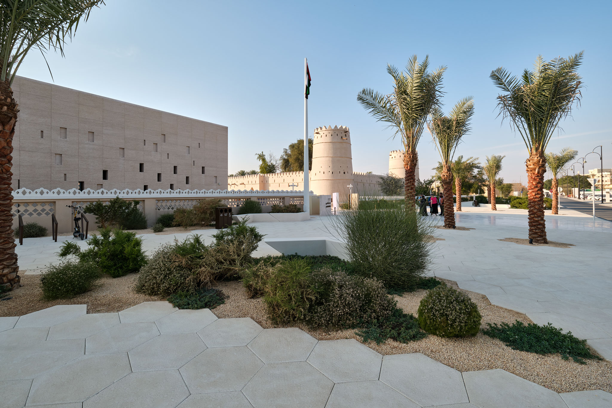 Native planting and landscaped outdoor areas at Al Ain Museum