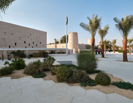 Native planting and landscaped outdoor areas at Al Ain Museum